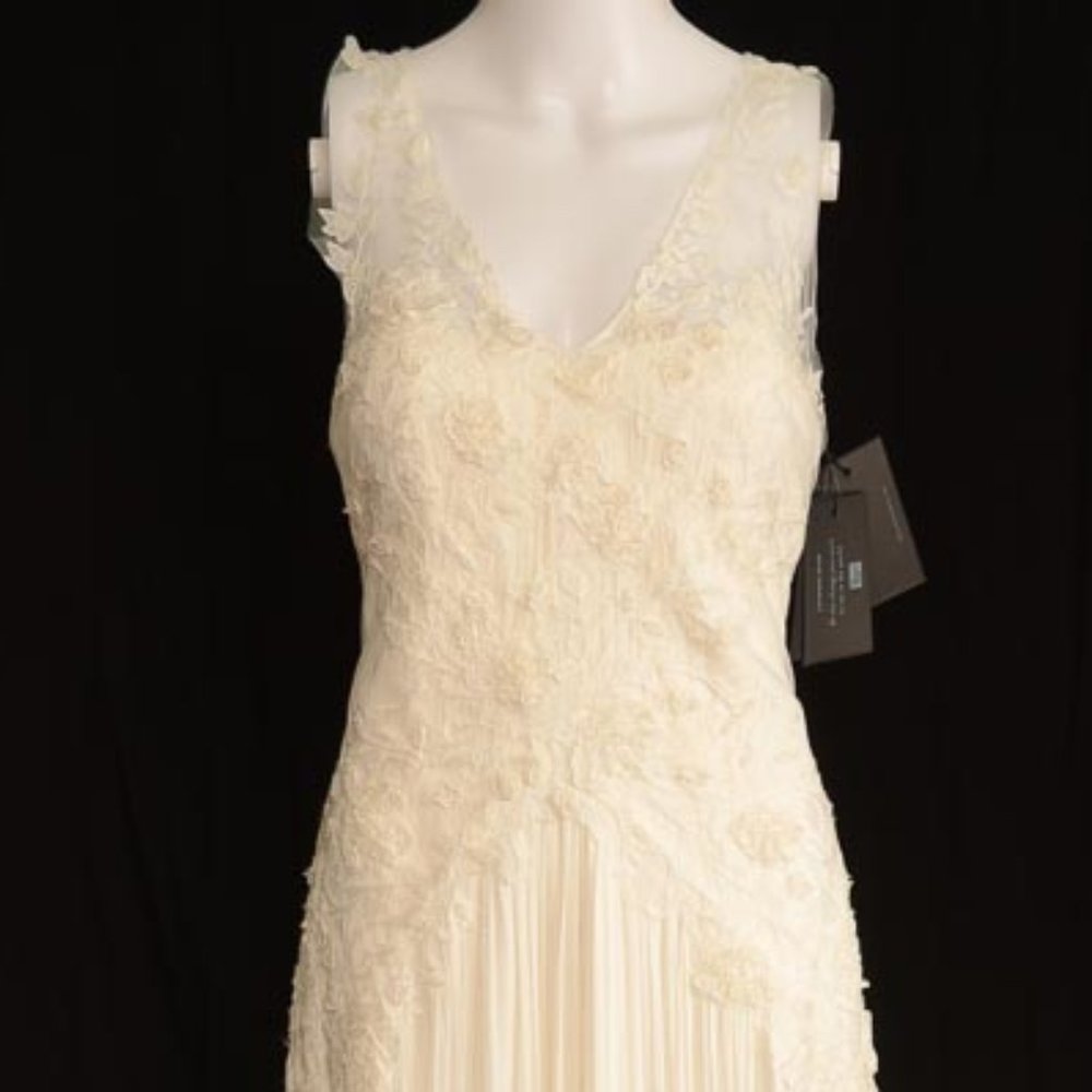 Catherine Deane embellished pleated wedding gown